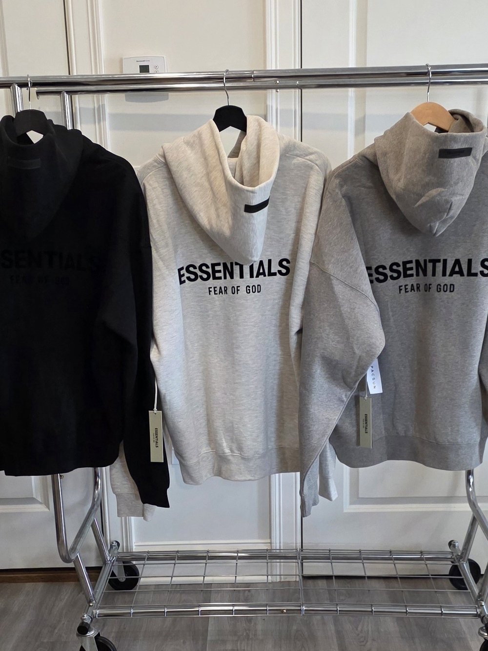 PACK 3 COLORS Fear of God Essentials Hoodies  Black, Light Gray, Gray